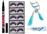 Lenon Best Combo for Eyelash (5 Pair Eyelash, Glue, curler & Eyeliner) (8 Items in the set)