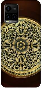 Zepboom Vivo T1X, V2143 Gold Plastic Thai Pattern Printed Dual Protection Back Cover