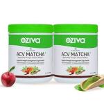 OZiva Plant Based Apple cider Vinegar Matcha (Apple Cider Vinegar with Mother and Matcha Tea) for Weight Loss, Metabolism & Gut Health (Pack of 2)