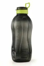 SOPL-OLIVEWARE Jumbo 2 Litre Water Bottle, 100% Leak Proof, BPA Free Premium Plastic Bottle, for Home, Office & Gym, Sturdy with Holder - Pack of 1 (Black_Green)