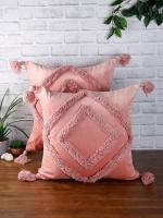 Eyda Peach Velvet Cushion Cover (Set Of 2)