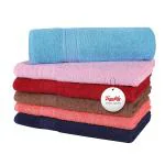 Trendify Premium Cotton Towel Set of 5 Bath Towels (Sky Blue + Royal Blue + Baby Pink + Brown + Peach)