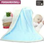 Pandaoriginals Self Design Single AC Blanket for AC Room (Microfiber, Blue, White)