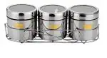 MARU Stainless Steel Masala Container | Set of 3 Masala Dabba With Wire Stand for Kitchen | Spice Box Steel | See Through Lid 3 Containers, 3 Spoons | (1050ml)