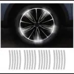 CARIZO 3D VIEW Reflective Wheel Tire Rims Stripes Stickers (Pack of 20, White) Decals Exterior Accessories Compatible with Hyundai Kona Electric