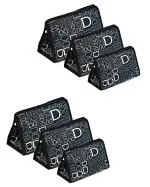 Vyora Set Of 6 Makeup Pouch Travel & Cosmetic Pouch Travel Toiletry Kit Cosmetic Bag Storage Bag Combo Pack - Black