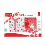 LuvLap White Zoo Animal Print Cotton New Born Baby Gift Set (0 to 3 Months, Pack of 5)