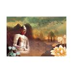 SHASWAT ART Beautiful Buddha Wallpaper Painting Sparkle Coated Self Adhesive Wallpaper Without Frame Digital Reprint 24 inch x 36 inch Painting