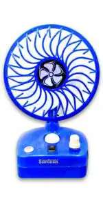 Santosh AIRY-01 2000 mAh Li-Ion Battery Rechargeable Desk Fan With LED Light 75 mm Ultra High Speed 3 Blade Table Fan (Blue, Pack of 1)