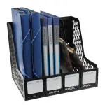 KARTUNBOX Plastic Magazine File Document Rack Holders 4 Tier Desk Table Top Book Shelf Organizer for Office Desk & School, News Paper & Magazine Holder, Book Sorter Frame - Pack of 1, Assorted Color