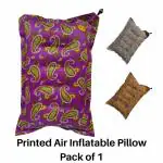 PM Square's Air Inflatable Travel Printed Pillow Pack of 1 for Train, Bus, Camping, Hostel