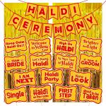 Zyozique 18 Pcs Combo Mehandi Props For Photoshoot/Mehandi Decoration For Wedding/Mehandi Decoration For Wedding Backdrop/Haldi Props For Bride And Fa