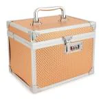 Clarabae Chic Clip-Lock Makeup Essentials Holder Professional Travel Makeup Case Portable Artist Cosmetic Brush Organizer Storage Bag | Golden