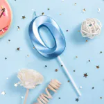 Juzfun Birthday Number Candle 0 for Cake Decoration | Anniversary Party Celebration | Metallic Blue | Size 3.8 x 5 CMs