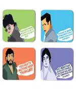 Whats Your Kick Funny Hindi Quotes Hindi Movies Actor Dialogue Quotes Printed Set of 4 Coaster With Metal Stand