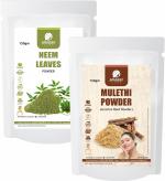 Amazercare Neem + Mulethi Powder Combo, Face Pack, Skin & Hair Care, 100% Natural (150Gm Each, 2 Pouches) Anti Acne, Anti Dandruff