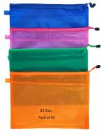 Shining Zon 50 Pieces Transparent Pouch - Heavy-Duty Plastic Reinforced with Threads - Mesh Bag with Zipper for Organize Supplies (Colour May Vary, 29.5cm X 20cm)(B5)