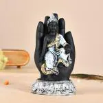 Craftam Buddha statues Showpiece for Home Decor Vastu Living room (Polyresin, Black Silver)