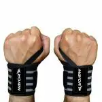 Mayor Secure Cotton Wrist Supporter for Gym Wrist Band for Men & Women with Thumb Loop Straps Wrist Wrap Gym Accessories for Men Hand Grip & Wrist Support Sports Straps for Gym (Grey/Black)