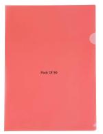 Shining Zon L Folder File A4 Size Durable Clear Transparent Plastic File Folders Paper Holders Organizer Document Sleeves for Protection Suitable for School, Offices & Projects (Pack of 90 Red Colour)