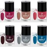Perpaa Pink, Light Pink, Nude, Grey, Maroon, Blue Nail Polish (Pack Of 6)