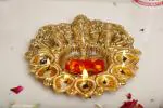 KridayKraft Metal Ganesha Puja Thali with Diya Ganpati Pooja Thali for Puja Room Mandir Temple Ganesha Murti Idol Pooja Thali for Diwali Poojan Decorative Showpiece