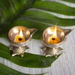 Fashion Bizz Brass Diwali Kuber Deepak On Stand Diyas Table Diya Set Brass Pack of 2 Table Diya Set