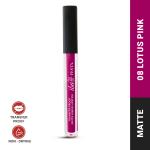 Iba Festa Transfer-Proof Matte Liquid Lipstick Shade - 08 Lotus Pink, 5ml | Non-Sticky and Non-Drying | Highly Pigmented, Long Lasting, Smudge Proof & Light Weight | 100% Vegan & Cruelty-Free