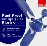 R E L A X O Pearl DLX 1200mm High-Speed Decorative Ceiling Fans for Home | 400 RPM Anti-Rust | 2 Years Warranty Pack of 1 (Blue)