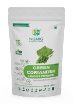 NISARG ORGANIC FARM Green Coriander Leaf Powder I 100% Pure, Natural, & Organic Dhaniya Leaves Powder I Traditional Method Made I No preservatives No Artificial Color I Use for Cooking - 500g