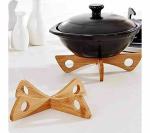 NB Crafted Wooden Heat Resistant Pan Mats Set, Kitchen Cooking Bowl Holder Removable Cup Coaster, Handmade Wooden Coaster Set (Pack of 2)22L x 5W x 5Th Centimeters