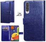 AUTOCASE Samsung Galaxy A70s Executive Blue Artificial Leather and Rubber 3d Hologram Mobile Flip cover