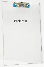 Shining Zon Acrylic Unbreakable Clipboard Writing Pad, for Office, Exam Board for Kids/Students, Transparent Exam Pad, Examination Clipboard Size 9.5 x 13.5 Inches (Pack of 8)