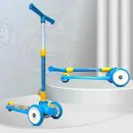 Kidsmate Leo Kick Scooter for Kids, 4 Adjustable Height Scooter Foldable & Attractive Kids Scooter (Blue)