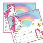 Creatie 15 Pcs Unicorn Style Theme Book Name Labels for Kids School Books, Worksheets, Cute Cartoon Design