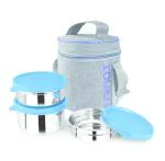 UNINOX LUNCH LOCK Lunch Box Blue 1 Pcs, 3 Container 250ml, 350ml & 500ml, Air tight Lid, Leak Proof Lid, BPA Free, Blue Color, Ideal for Office, School, Picnic & Travelling