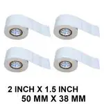 VCR 2 x 1.5 Direct Thermal Barcode Label Sticker - 2 x 1.5 inches - 50mm x 38mm - 1000 Labels Per Roll - Pack of 4 Rolls - White Self Adhesive Sticker for Printing Barcoding Labels 1 inch core