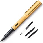 ABRIOQO fountain pen with black ink cartridge & absorber, ink pens fountain pen has medium extra fine nib & gift box, fountain pen best for gift, calligraphy, writing, journal, signature etc (GOLD)