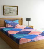 Eric London 210 TC Cotton Single Geometric Flat Bedsheet (Pack of 1, Multicolor)
