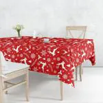 The Purple Tree Christmas Table Cover Cloth For 6 seater Table (Pack of 1, 60x90 inch , Reindeer) Water Resistant Dining Table Cover ,Christmas Decoration, Christmas Gift, Christmas theme