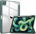 ProElite Smart Flip Case Cover for Apple iPad Pro 12.9 inch 2022/2021/2020/2018 6th/5th/4th/3rd Gen, Transparent Back with Pencil Holder, Dark Green