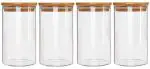 Kitchen Storage Glass Jar And Container, Air Tight Wooden Lid Container 1000ML(4PCS)