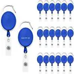 Shining Zon Oval Shape Retractable YoYo Clip for Id Card Holder with Metal Stainless Steel Frame Key Chain(Set of 10, Blue)