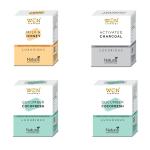 WON AYURVEDA Milk & Honey, Activated Charocoal & Cucumber & CocoFresh Soap - (Pack Of 4)