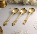 BulkySanta Brass Serving Spoons with Hand Crafted Etching Design (Size - 8.75