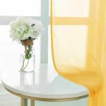 Urban Space Linen Textured Sheer Curtain for Door, Readymade Curtain with Tieback and Eyelet Hanging Style, Set of 2 Curtains, Yellow (Door - 8 ft x 4 ft)