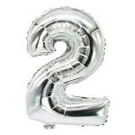 Solid 2 Number Numeric Digit Silver Foil Balloon