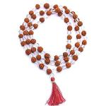 Feel Touch Mart Sphatik Rudraksha Mala Healing Crystal and Rudraksha Brown Beads for Men & Women