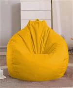 GIGLICK XXXL Faux Leather Bean Bag Filled with Beans | Ready To Use Teardrop Bean Bag With Bean Filling (Yellow)