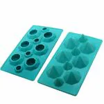 KARP Silicone Ice Cube Tray 10 Cavity 3D Diamond Shape Reusable Ice Mold-Green